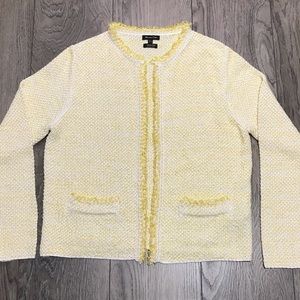 massimo dutti blazer women Size Large Yellow Italian Yarn Made In Spain